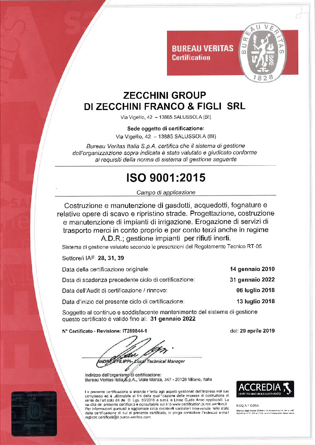 Certificazioni - Zecchini Group